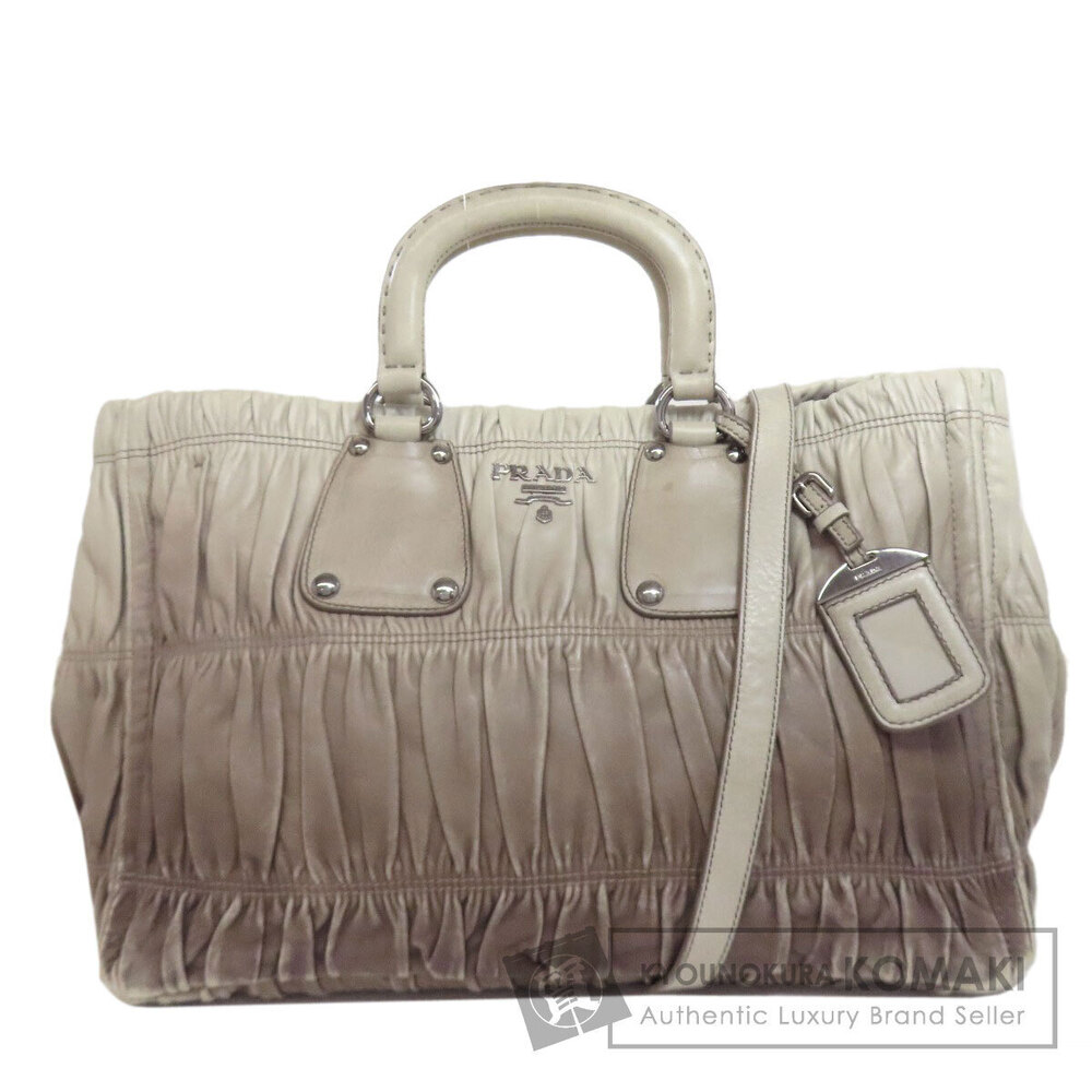 Prada Nappa Gaufre Tote Ghiaccio ombre beige dark gray